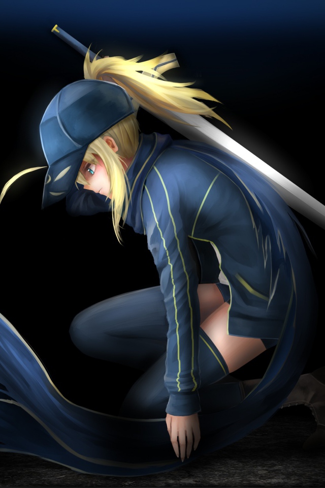 Девушка Сейбер персонаж аниме Судьба - ночь схватки 