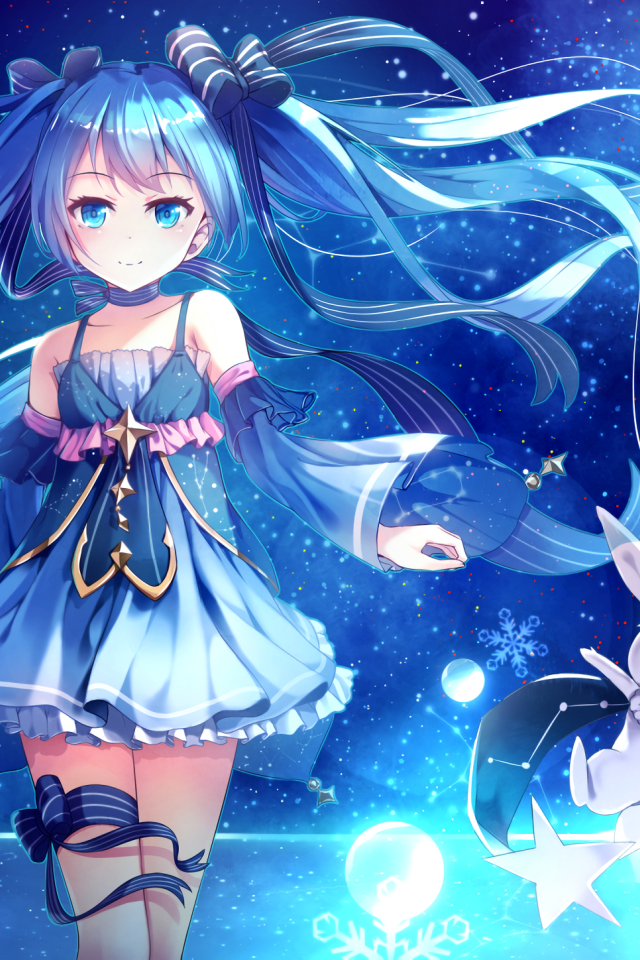 Девушка певица Мику Хацунэ аниме Вокалоид 