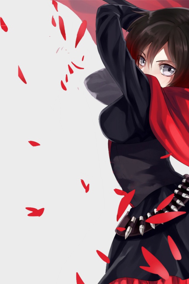 Руби Роуз  персонаж аниме RWBY готовится к атаке