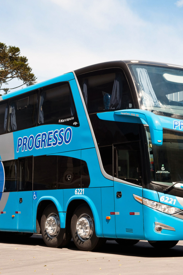 Синий большой автобус Marcopolo Paradiso G7 1800 DD 8×2