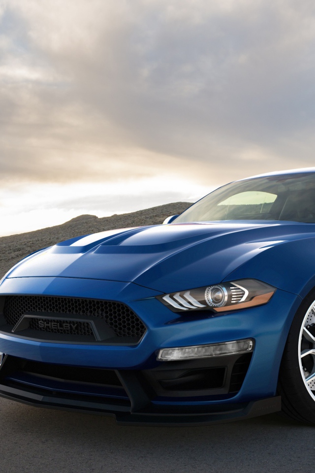 Синий автомобиль Shelby 1000, 2018 под красивым небом