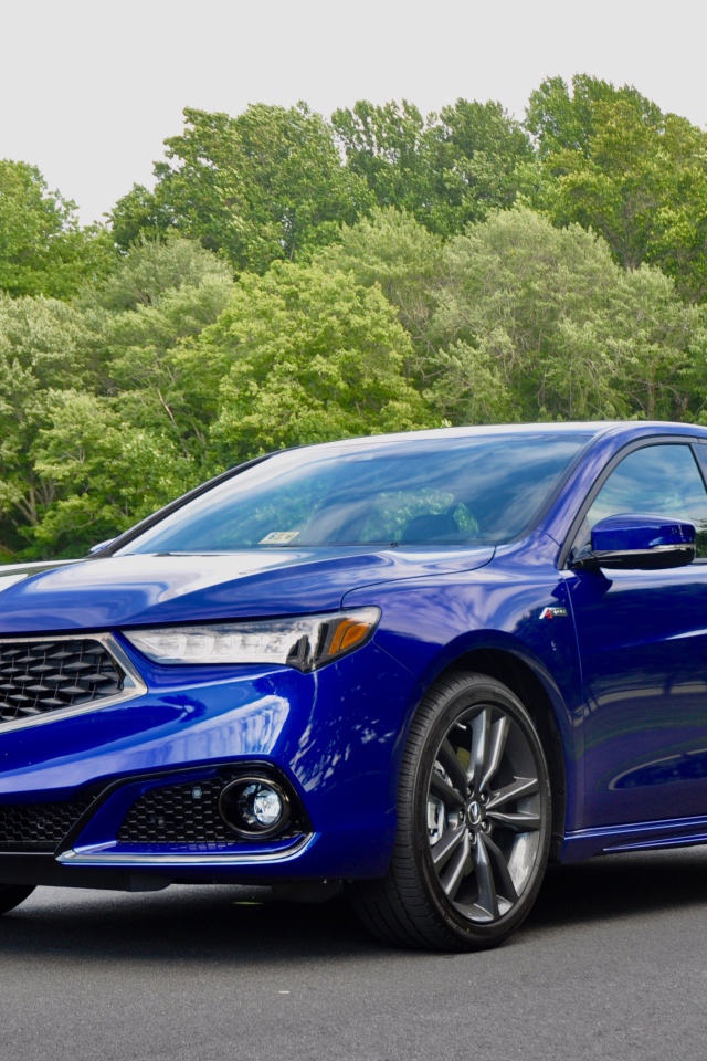 Синий электрический автомобиль Acura TLX A-Spec, 2018