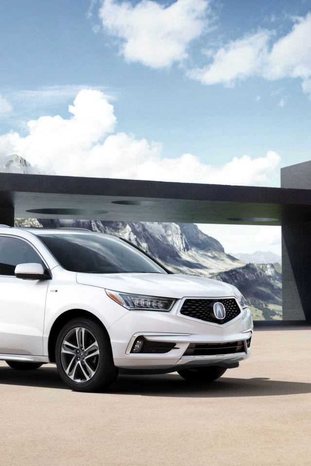 Белый автомобиль Acura MDX, 2017 