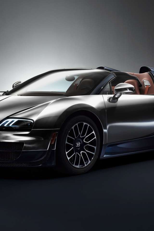 Стильный серебристый автомобиль Bugatti Veyron Grand