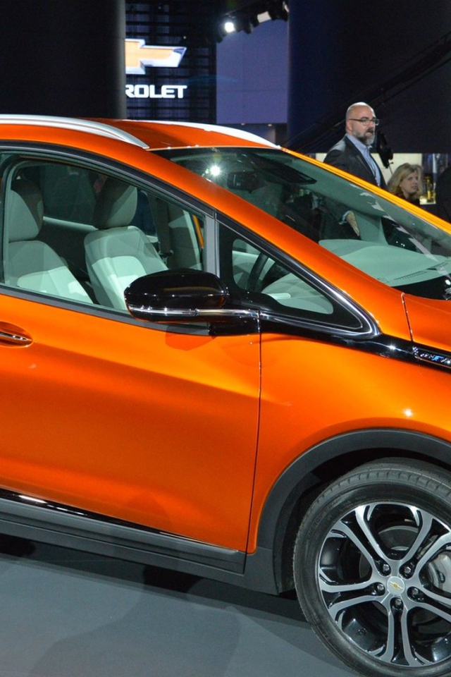 Orange Chevrolet Bolt EV model 2017 