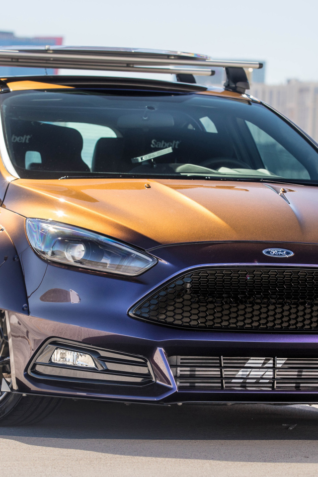 Коричневый автомобиль Ford Focus ST by Blood Type Racing, 2017