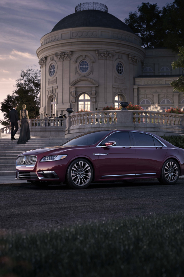 Стильный бордовый автомобиль Lincoln Continental, 2017