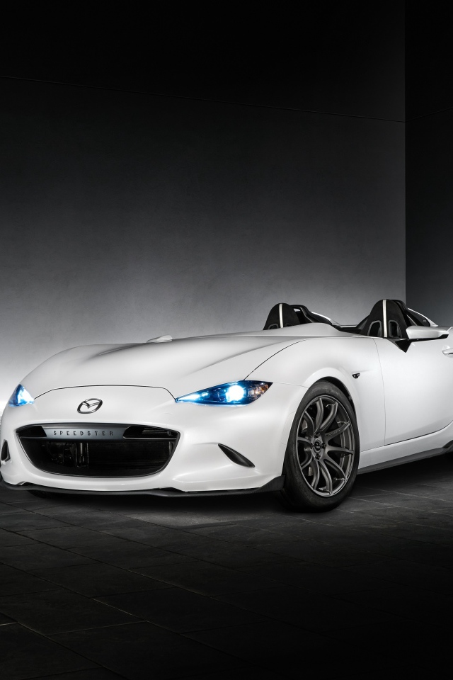Стильный белый автомобиль Mazda MX-5 Speedster Evolution