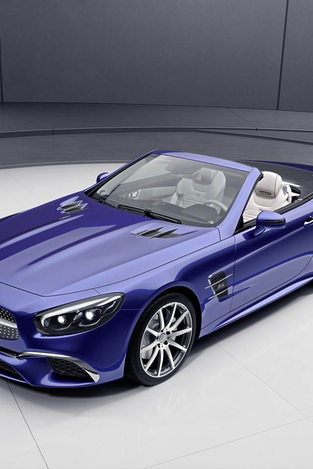Синий кабриолет Mercedes-Benz SL-Klasse, 2017 