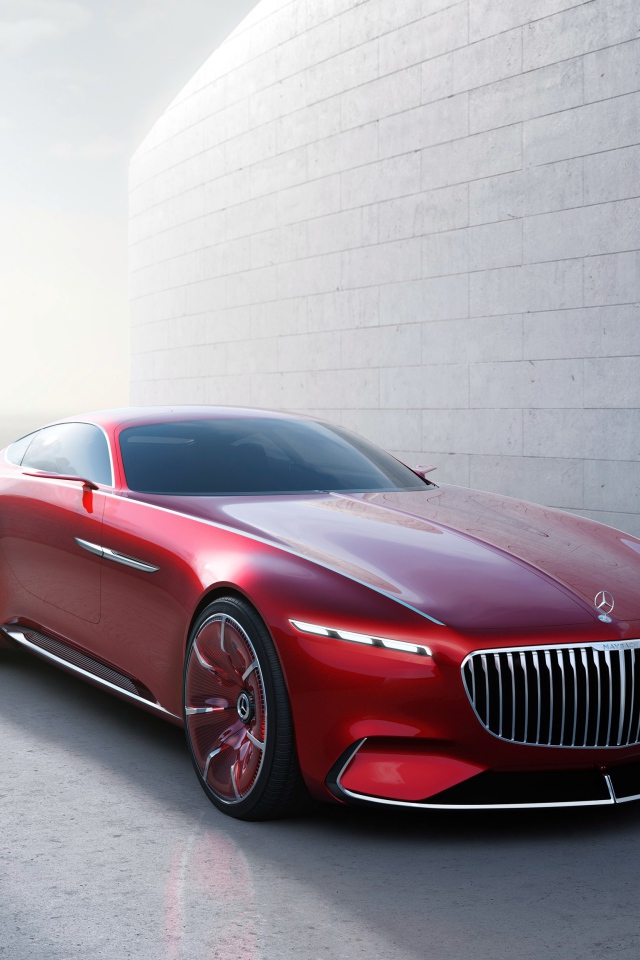 Красный автомобиль Mercedes-Maybach 6 вид спереди