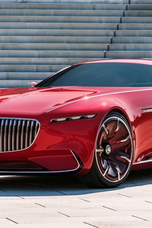Красный автомобиль Vision Mercedes Maybach 6, 2017 