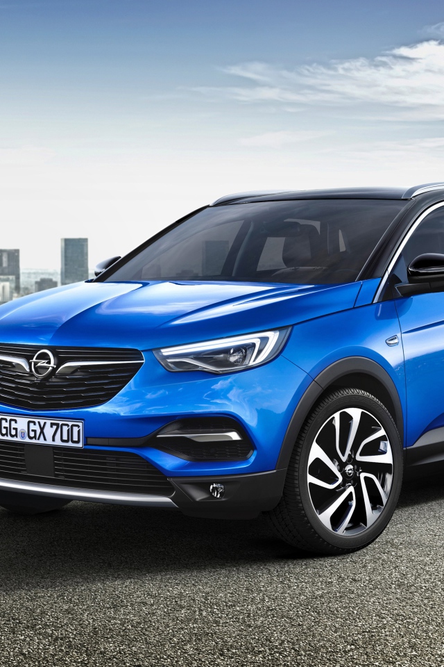Синий автомобиль кроссовер Opel Grandland Х, 2017 
