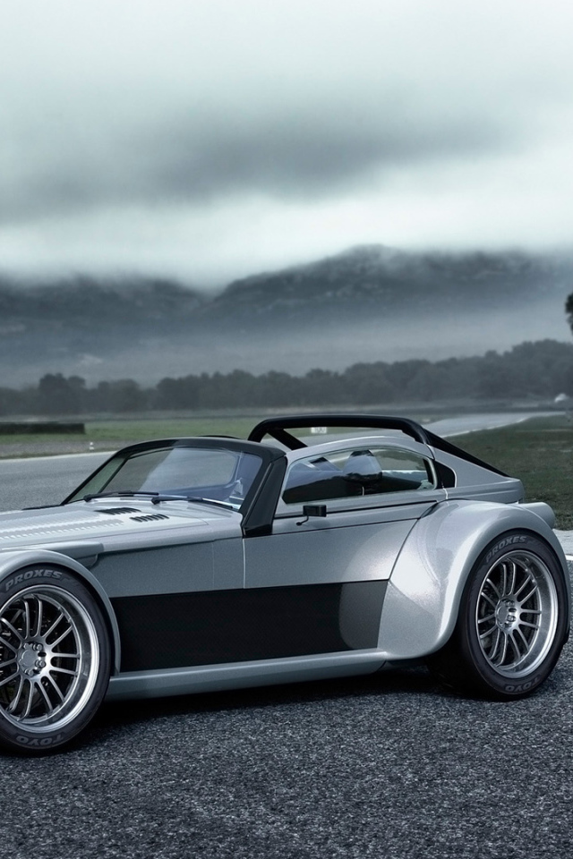 Sporty silver Donkervoort D8 GTO-RS on the track