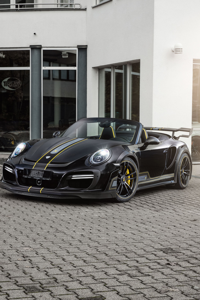 Черный кабриолет  Porsche 911 Turbo 2017 
