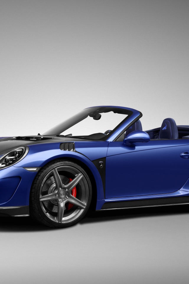 Синий автомобиль кабриолет Porsche 911 Stinger GTR, 2017 