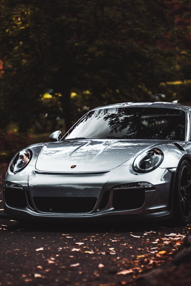 Серебристый автомобиль Porsche 911 Carrera S 