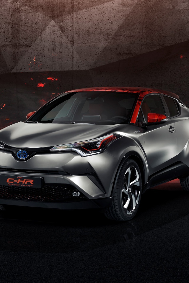 Стильный серебристый автомобиль Toyota C-HR Hy-Power, 2017