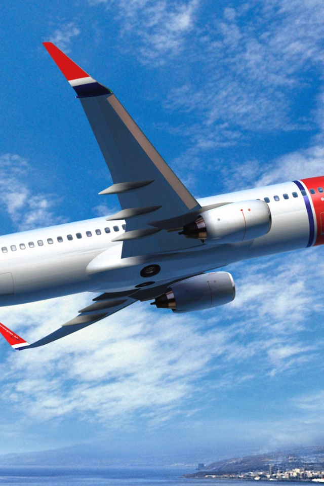 Взлет самолет Boeing 737 авиакомпании Norwegian Air 