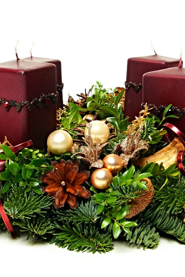 Christmas candles with Christmas wreath for Christmas
