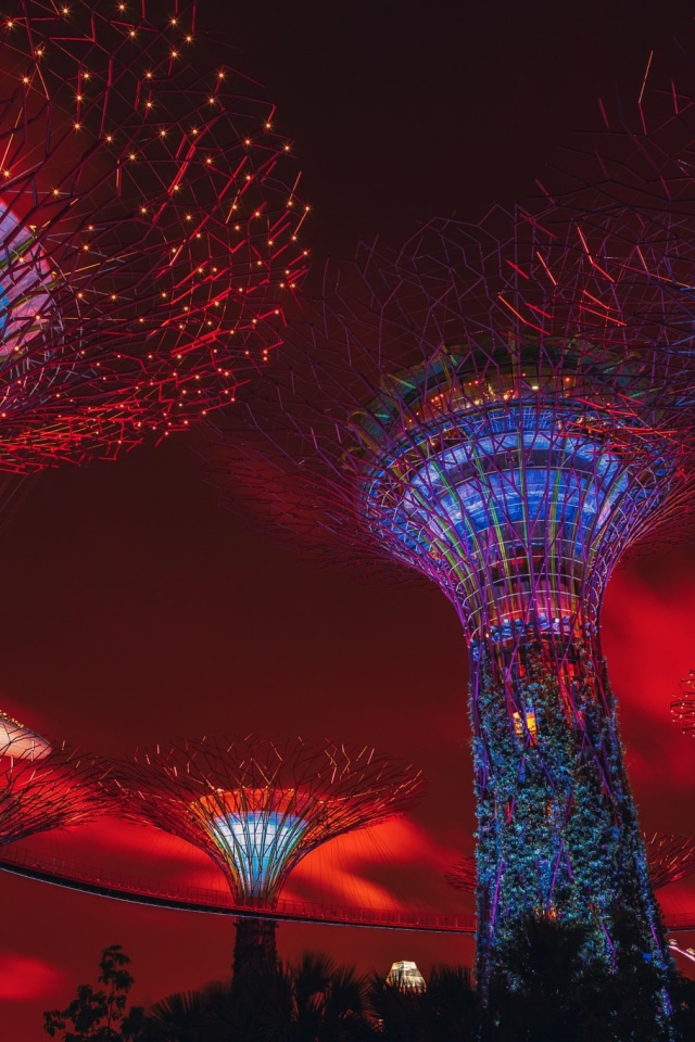 Фантастическая архитектура ночного города Сингапур 