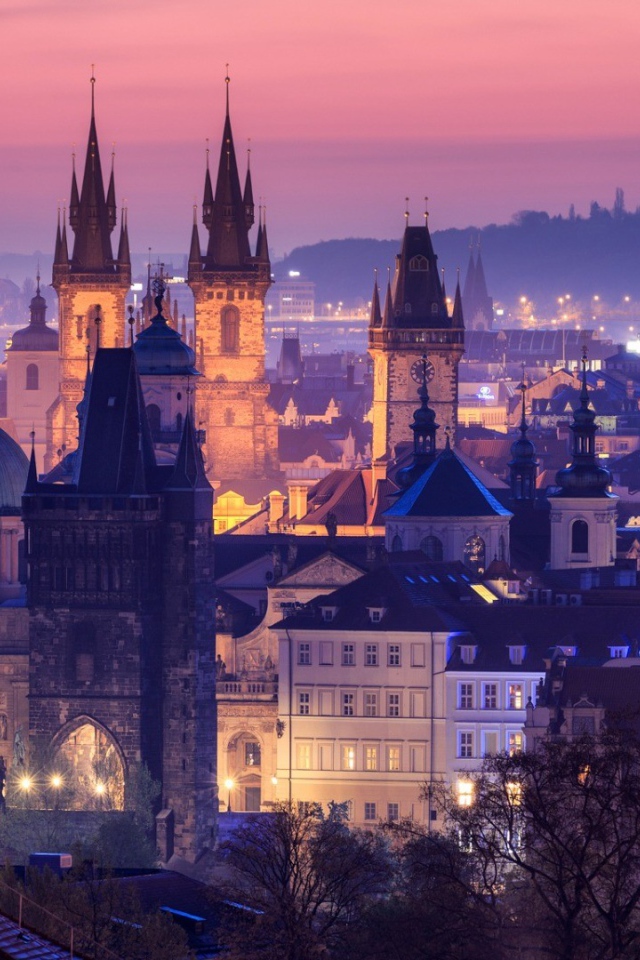 Вид на вечерний город Прага 