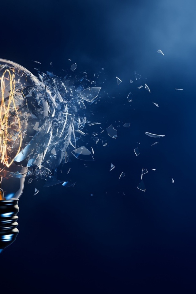 Разбитая раскаленная лампочка 