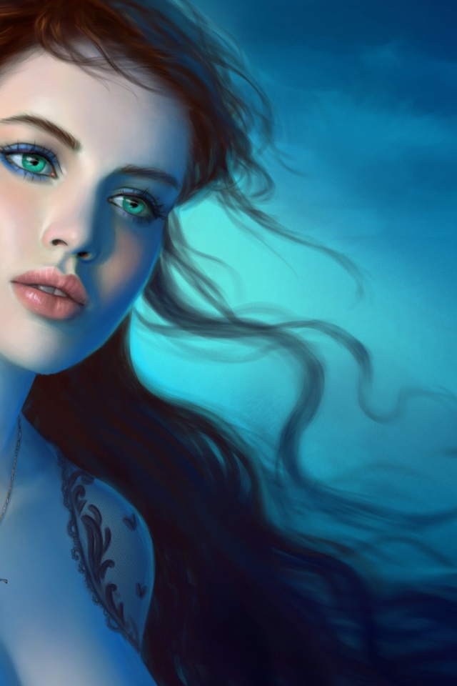 Красивая молодая девушка с зелеными глазами, фэнтези