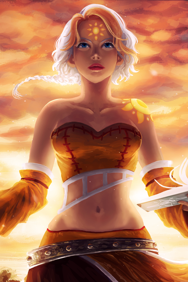 Голубоглазая девушка блондинка с волшебной книгой в руке, фэнтези