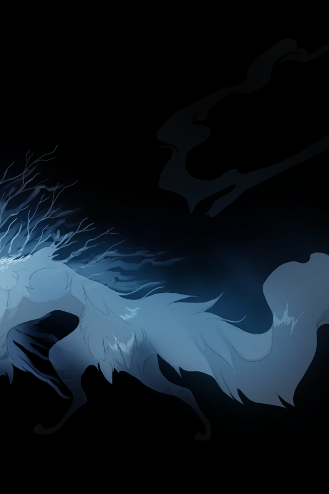 Фантастическое животное из тьмы на черном фоне