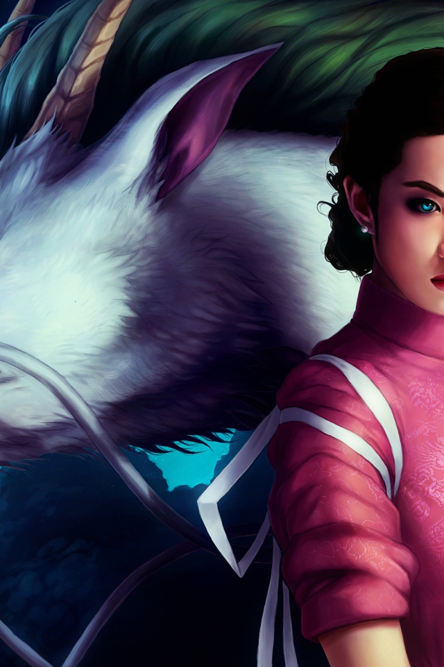 Девушка с белым драконом фэнтези Унесённые призраками