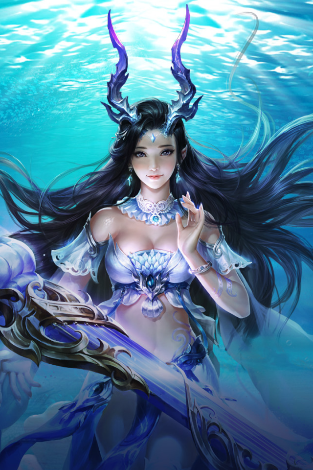 Девушка русалка под водой, фэнтези