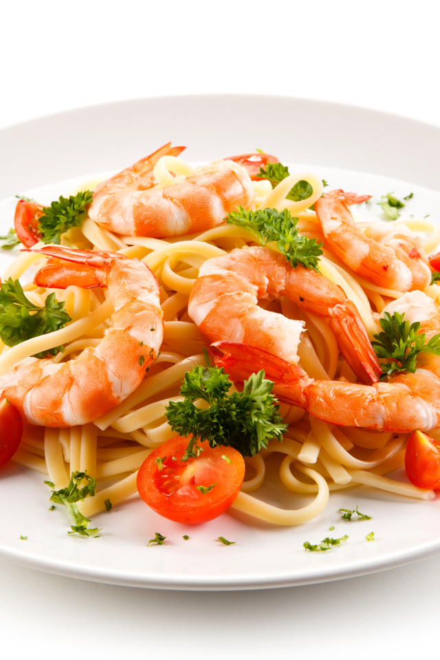 Макароны с креветками 