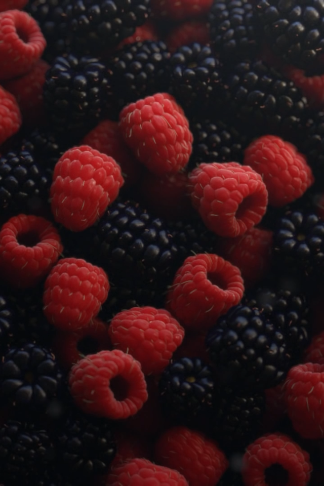 Аппетитная свежая малина и ежевика 
