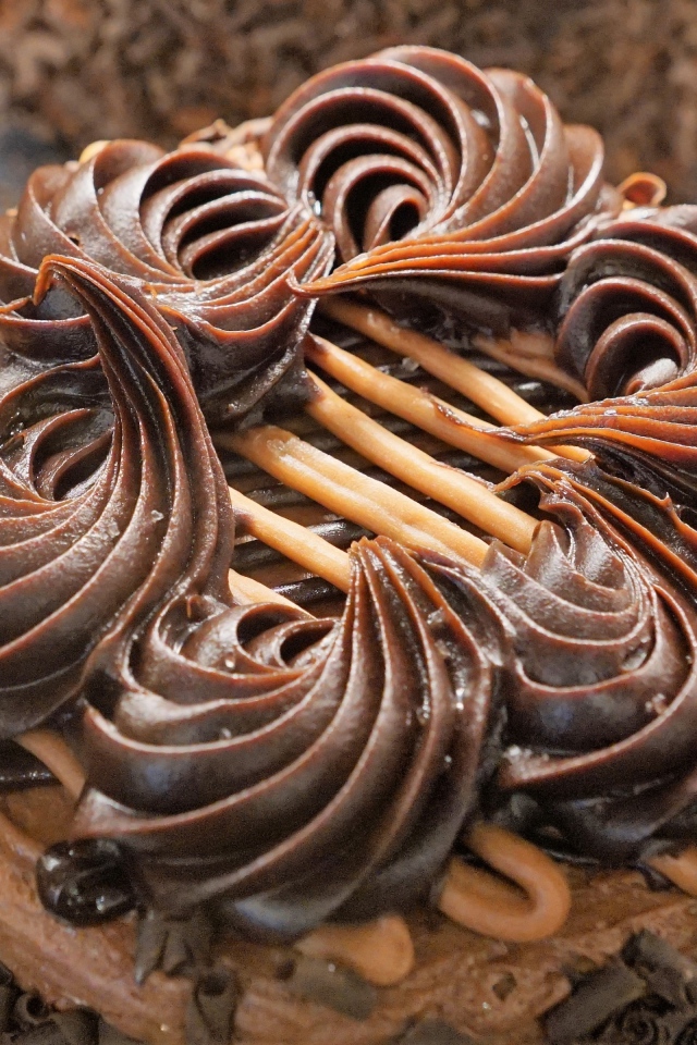 Пирожное с шоколадным кремом и стружкой