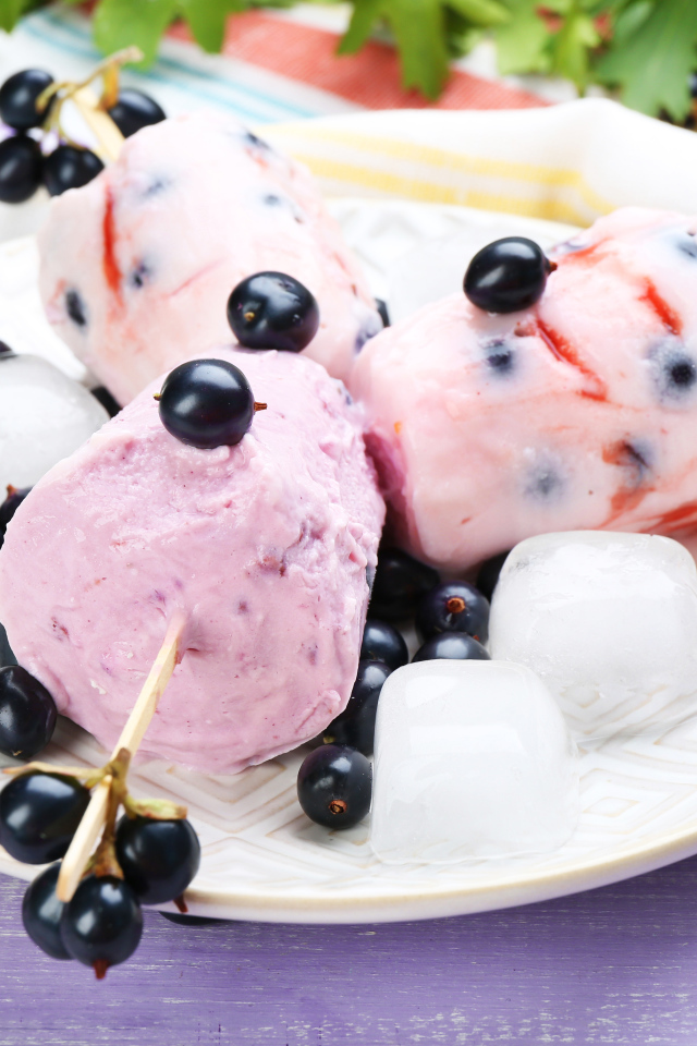 Фруктовое мороженое с ягодами черной смородины