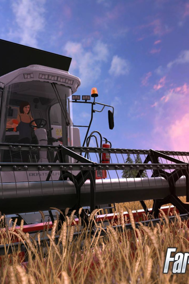 Зерноуборочный комбайн убирает пшеницу игра Farming Simulator 2017 