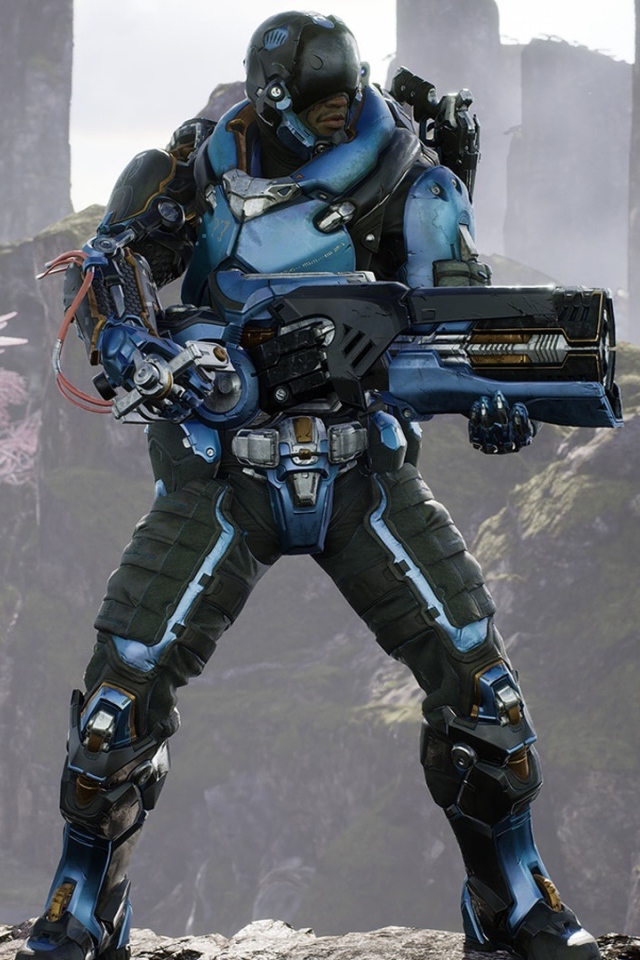 Murdoch with a blaster character in the game Paragon 2017