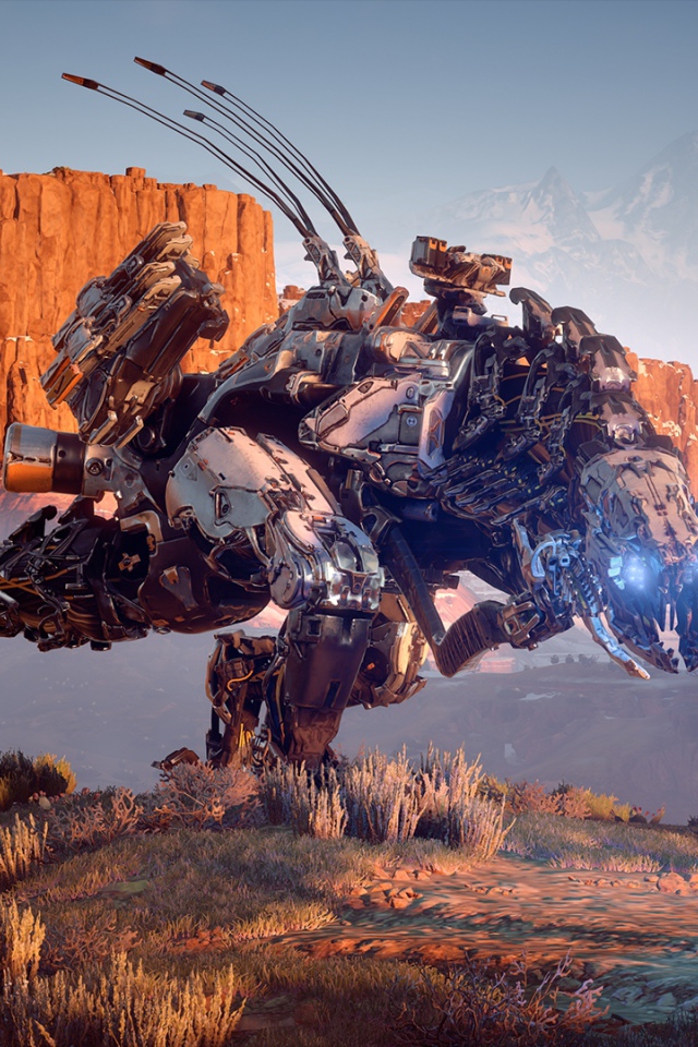 Постапокалиптическое животное робот в игре Horizon Zero Dawn 