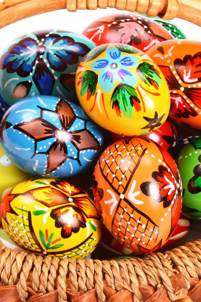 Basket of painted Easter eggs