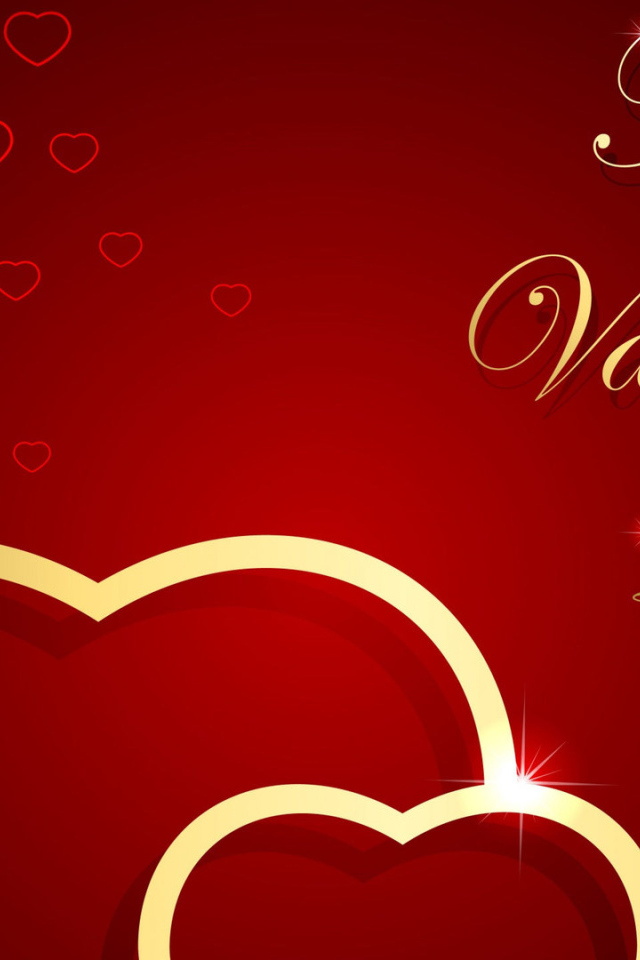 Надпись С Днем Святого Валентина на красном фоне 