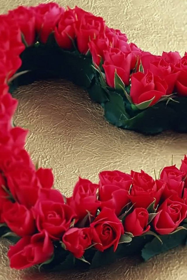 Большое сердце из красных роз 