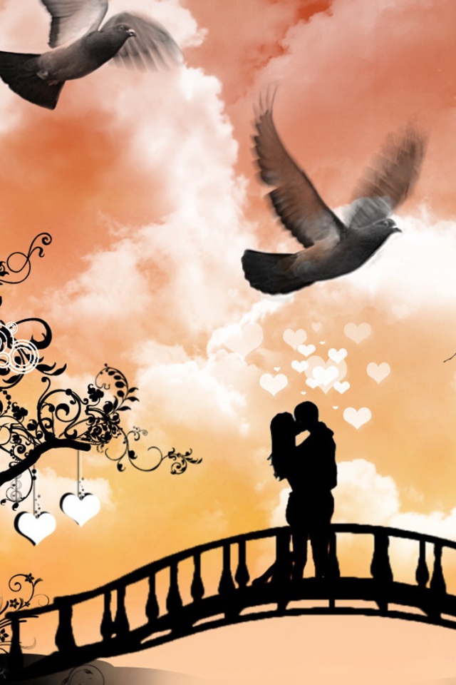 Влюбленная пара на мосту 