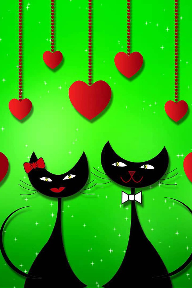 Влюбленные черные коты 