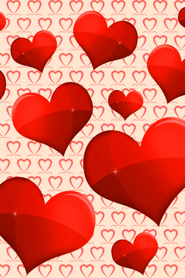 Много красных сердечек 