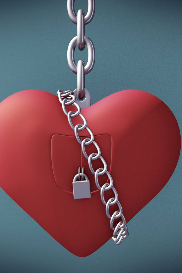 Красное сердце на замке 