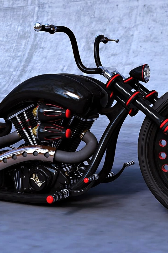 Стильный черный мотоцикл Harley-Davidson