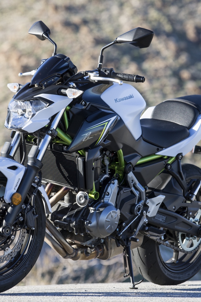 Серый мотоцикл Kawasaki Z650