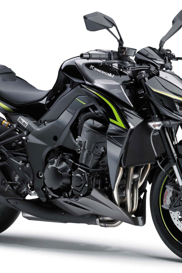 Стильный  черный мотоцикл Kawasaki Z1000R, 2017