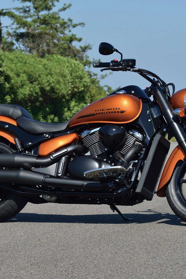 Мотоцикл Suzuki Boulevard C90 BOSS   на дороге 