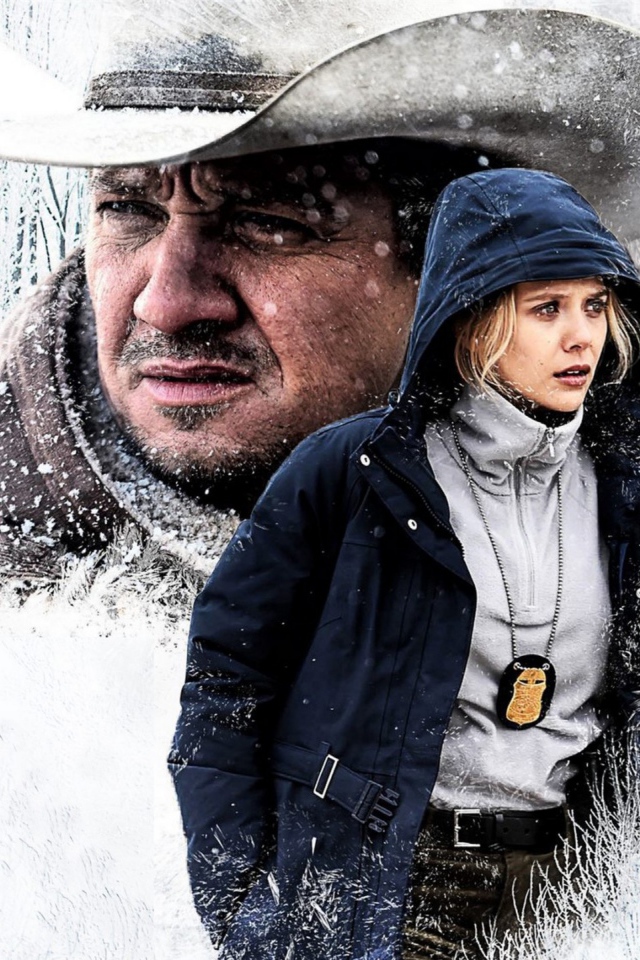 Актеры Элизабет Олсен и Джереми Реннер в фильме Ветреная река, 2017